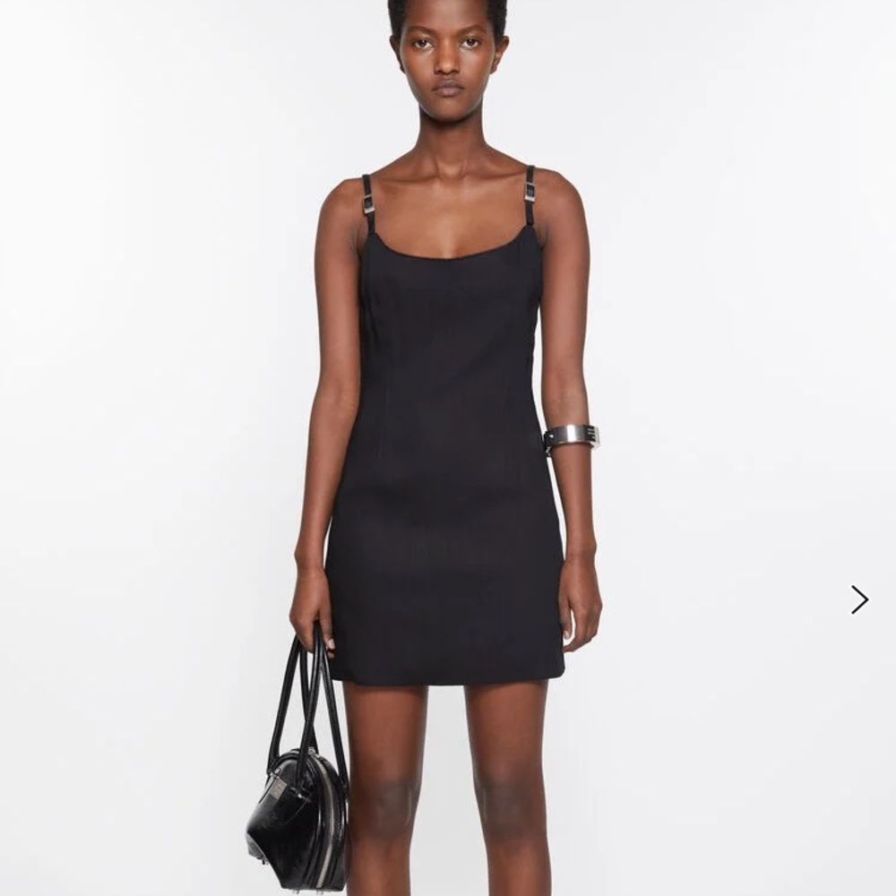 Acne NWT Black Sleeveless Mini 38 leather strap Dress